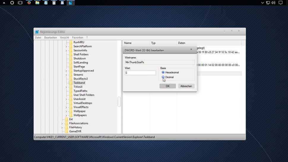 Microsoft, Betriebssystem, Windows, Registry, Taskleiste, Taskbar, Semper, Vorschaubilder