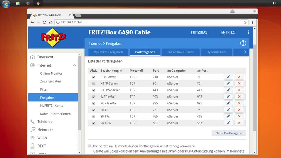 Netzwerk, Router, SemperVideo, Fritzbox, Konfiguration, Port-Weiterleitung