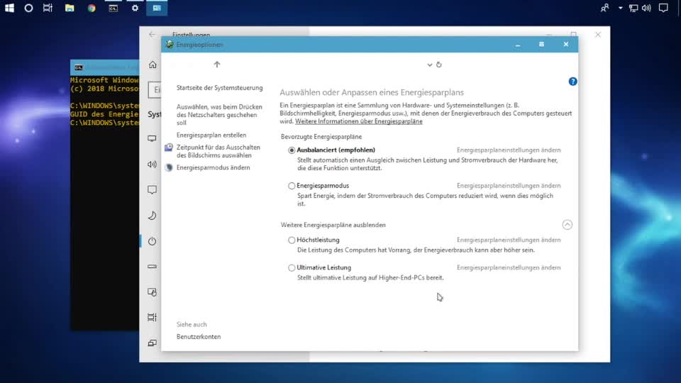 Microsoft, Windows, Windows 10, SemperVideo, Energiemanagement, Ultimate Performance